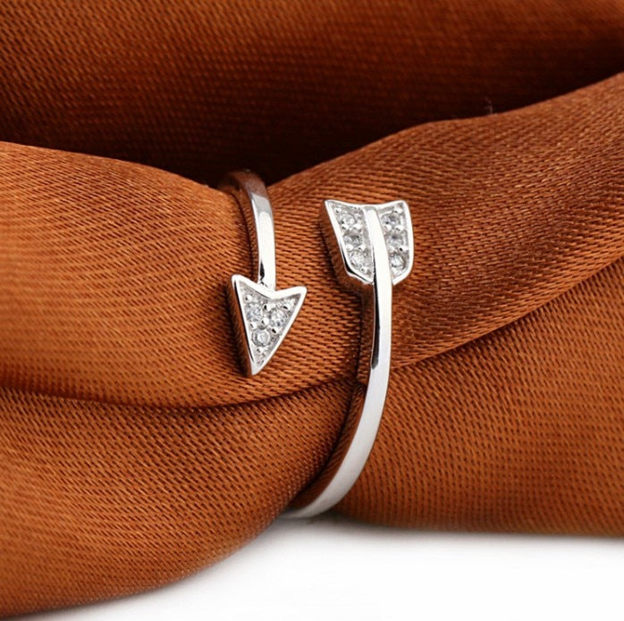 Adjustable Arrow Crystal Ring