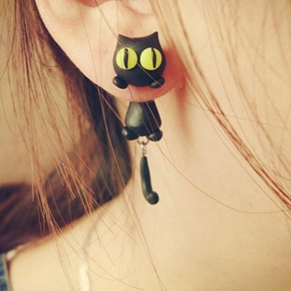 Cute Handmade  3D Cat Earring