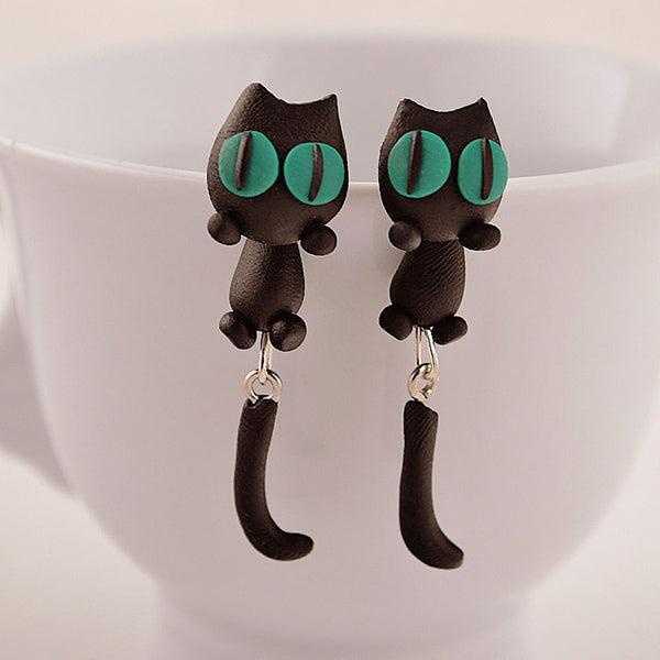 Cute Handmade  3D Cat Earring