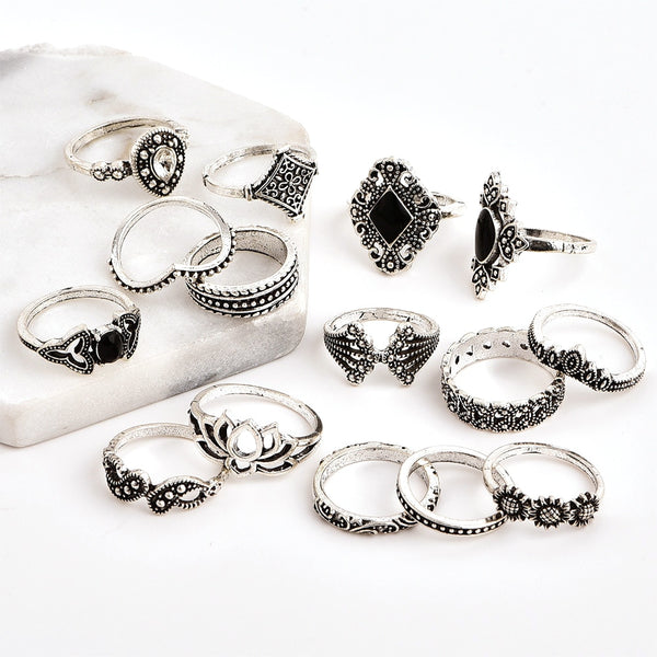 15 Pcs Bohemian Ring Set