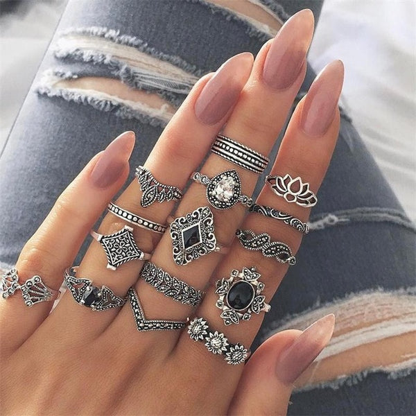 15 Pcs Bohemian Ring Set